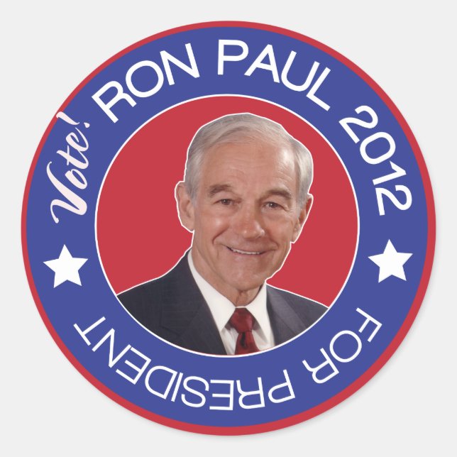 Sticker Rond Vote Ron Paul 2012 Républicain (Devant)