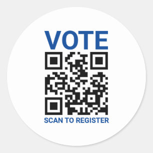 Sticker Rond Vote Scan QR Code pour enregistrer personnalisé bl