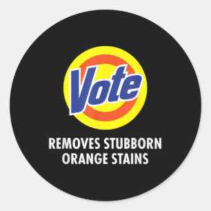 Sticker Rond Vote supprime les taches d'orange têtu drôle Anti-