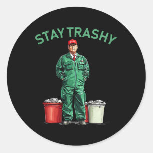 Sticker Rond Vote Trump Garbyge Man Stay Trashy 2024 Election P