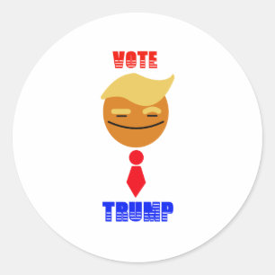 Sticker Rond Vote Trump : Smile Face-Red cravate