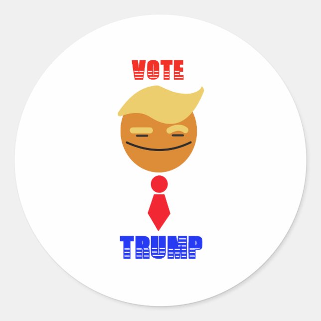 Sticker Rond Vote Trump : Smile Face-Red cravate (Devant)