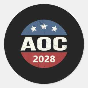 Sticker Rond Vote vintage Alexandria Ocasio-cortez Président 20