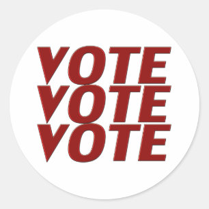 Sticker Rond Vote vote rouge typographie moderne blanc