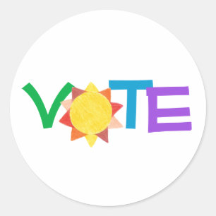 Sticker Rond Votez avec le soleil / Amusement GOTV / Vote solei