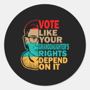 Sticker Rond Votez comme les droits de votre petite-fille - Fem