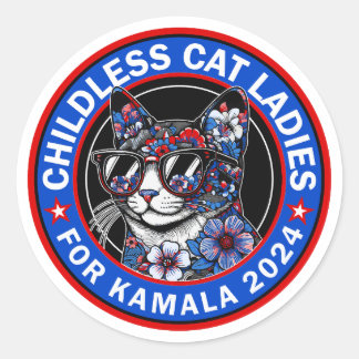 Sticker Rond Votez Kamala US 2024 Dems pour les femmes chats sa