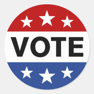Sticker Rond Votez le jour d'élection, l'autocollant blanc et