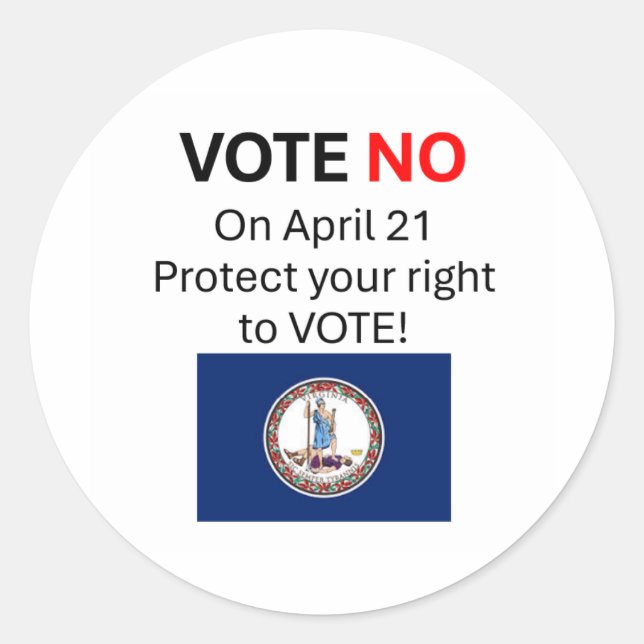 Sticker Rond Votez NON pour le redécoupage de la VA (Devant)