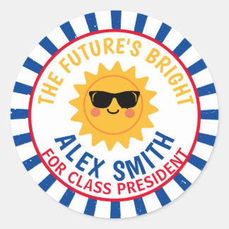 Sticker Rond Votez pour le président de classe Soyez brillant V