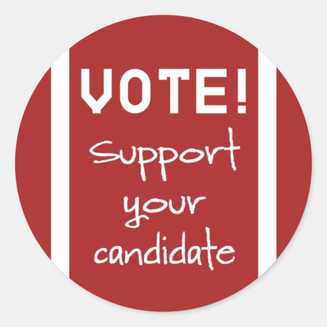 Sticker Rond Votez ! Soutenez votre candidat (Devant)