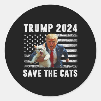 Sticker Rond Votez Trump 2025 Drôle Sauvez Les Chats 