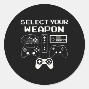 Sticker Rond Votre Arme Amusant Vidéo Jeu Chemise Contrôleur Ca