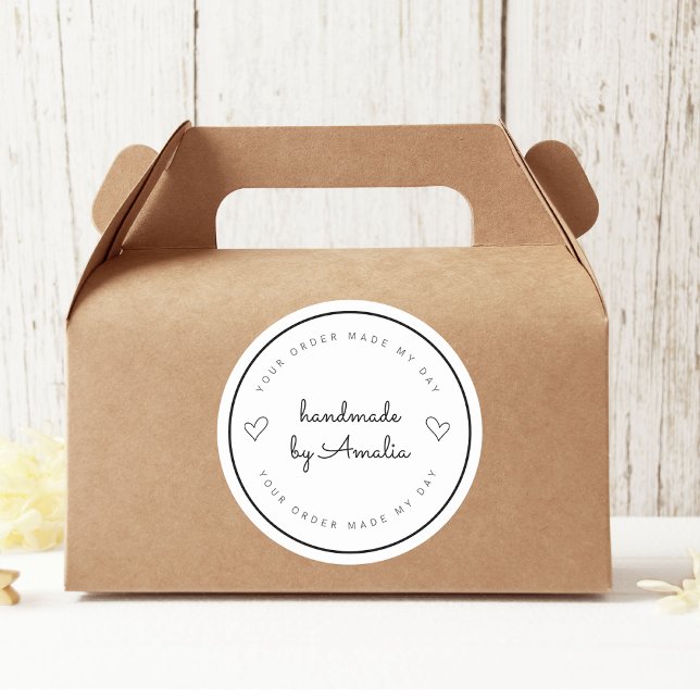 Sticker Rond "Votre Commande Fait Mon Jour | Fait à la main ave (Créateur téléchargé)