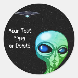 Sticker Rond Votre Cool de texte et de police vert Alien argent