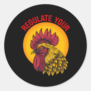 Sticker Rond Votre coq de poulet Droits de reproduction Féminis
