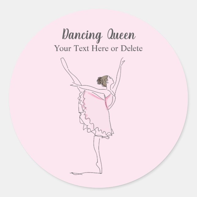 Sticker Rond Votre Danseur de ballet rose vierge de texte et de (Devant)
