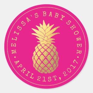 Sticker Rond Votre douche   Élégante ananas en or