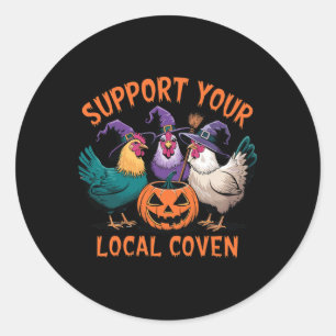 Sticker Rond Votre Four Local Drôle Halloween sorcier poulet