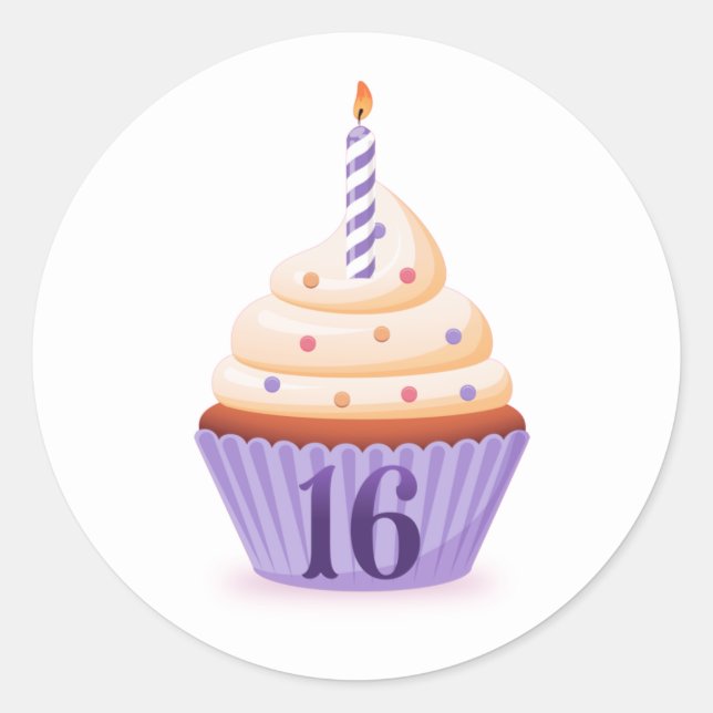 Sticker Rond Votre gâteau d'anniversaire des seize ans / Autoco (Devant)