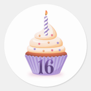 Sticker Rond Votre gâteau d'anniversaire des seize ans / Autoco