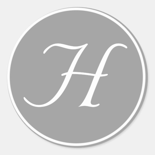 Sticker Rond Votre lettre, monogramme personnalisé H gris initi (Devant)