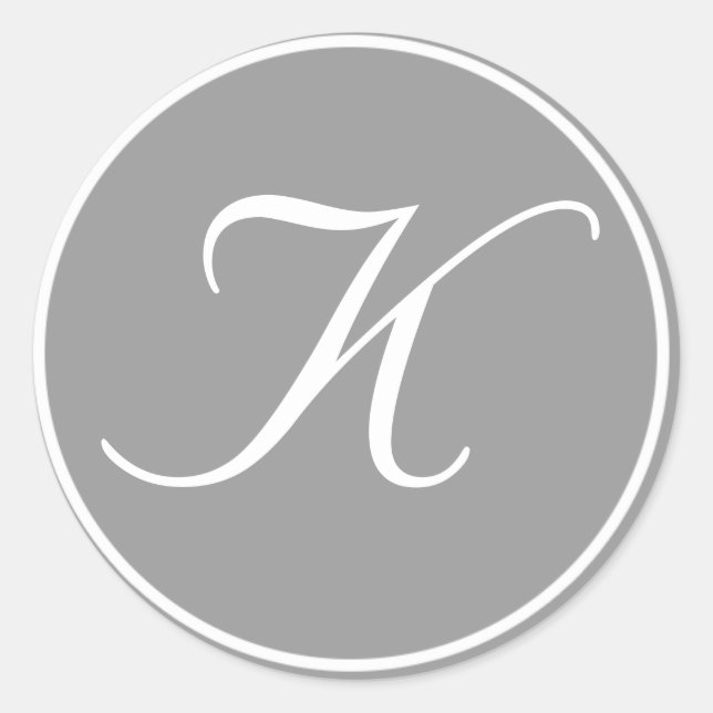 Sticker Rond Votre lettre, Monogramme personnalisé K gris initi (Devant)