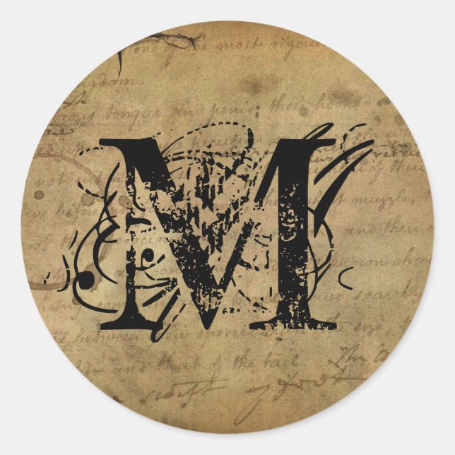 Sticker Rond Votre Lettre. Monogramme personnalisé. sensation v (Devant)