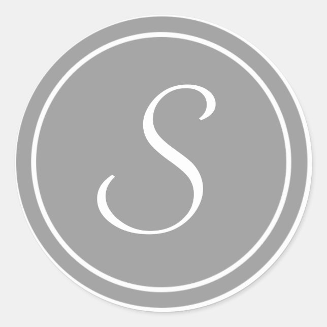 Sticker Rond Votre Lettre, Monogramme S, Gris initial (Devant)
