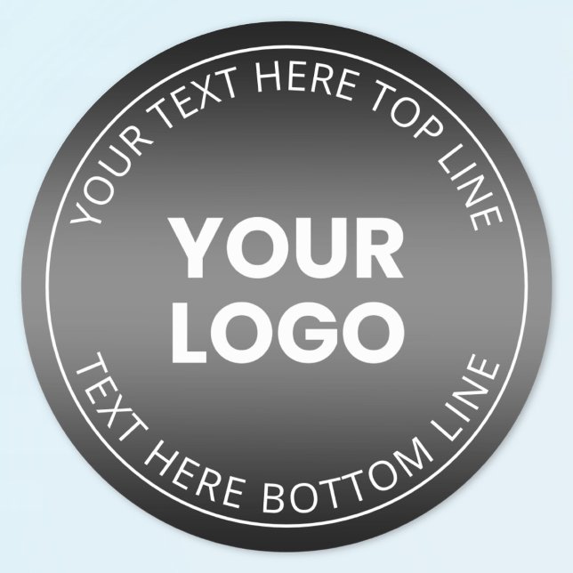 Sticker Rond Votre logo avec dégradé noir et blanc modifiable (Créateur téléchargé)