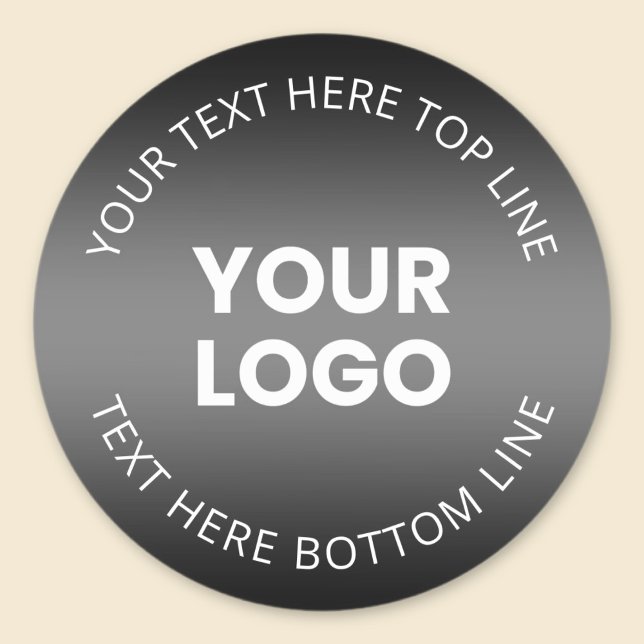 Sticker Rond Votre logo avec dégradé noir et blanc modifiable (Créateur téléchargé)