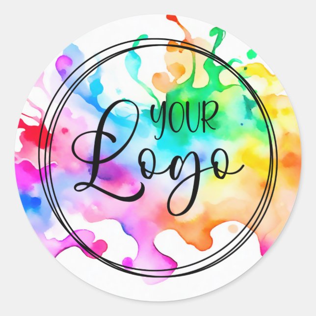 Sticker Rond Votre logo d'entreprise Aquarelle Peinture à rayur (Devant)