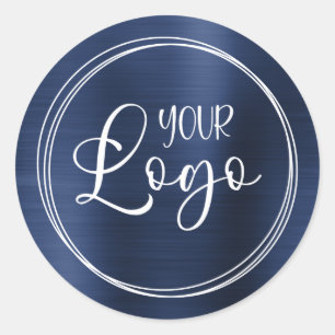 Sticker Rond Votre logo d'entreprise ici Bleu Nuit Métallisé