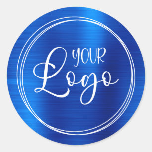 Sticker Rond Votre logo d'entreprise ici bleu royal métallique