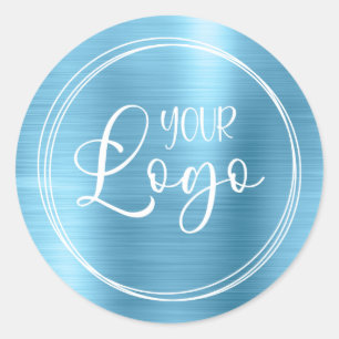 Sticker Rond Votre logo d'entreprise ici Metallic Baby Blue