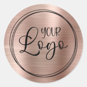 Sticker Rond Votre logo d'entreprise ici Metallic Rose Gold