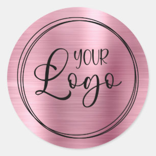 Sticker Rond Votre logo d'entreprise ici rose métallique