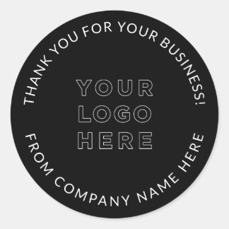 Sticker Rond Votre logo d'entreprise Merci noir personnalisé