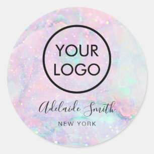 Sticker Rond votre logo en marbre pastel