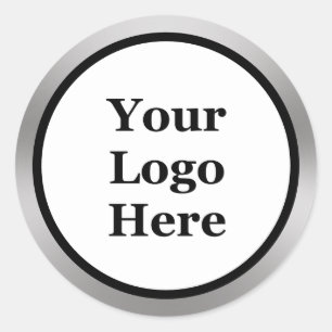 Sticker Rond Votre logo en noir, blanc et argent ici Modèle