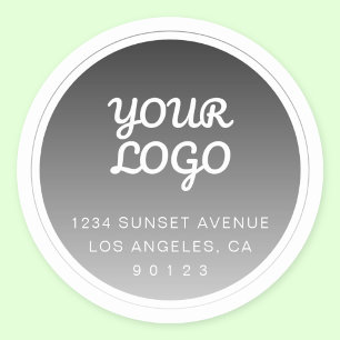 Sticker Rond Votre logo et adresse de retour avec dégradé gris 