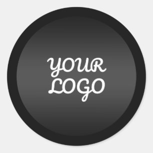 Sticker Rond Votre logo et la bordure noire moderne gris foncé
