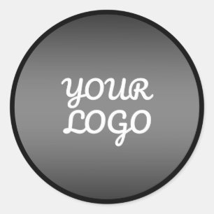 Sticker Rond Votre logo et la bordure noire moderne gris foncé 