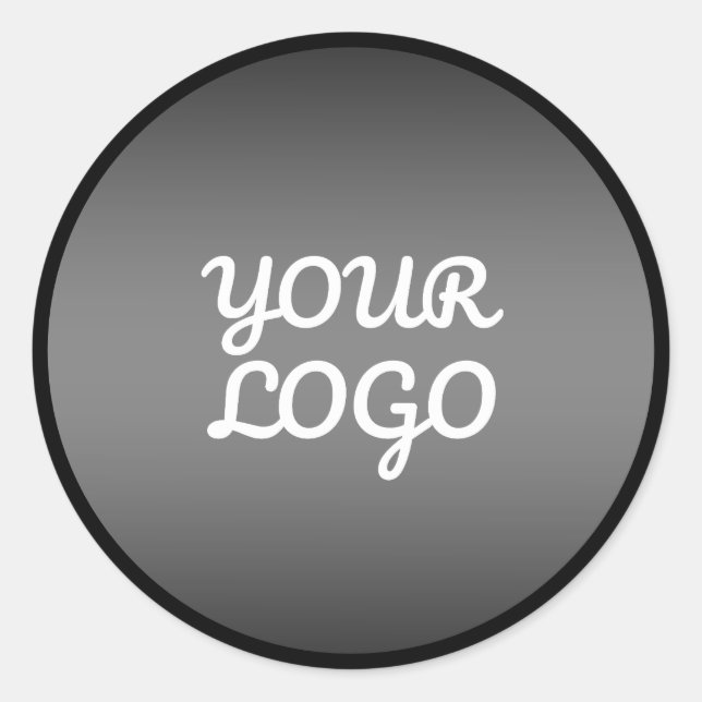 Sticker Rond Votre logo et la bordure noire moderne gris foncé  (Devant)