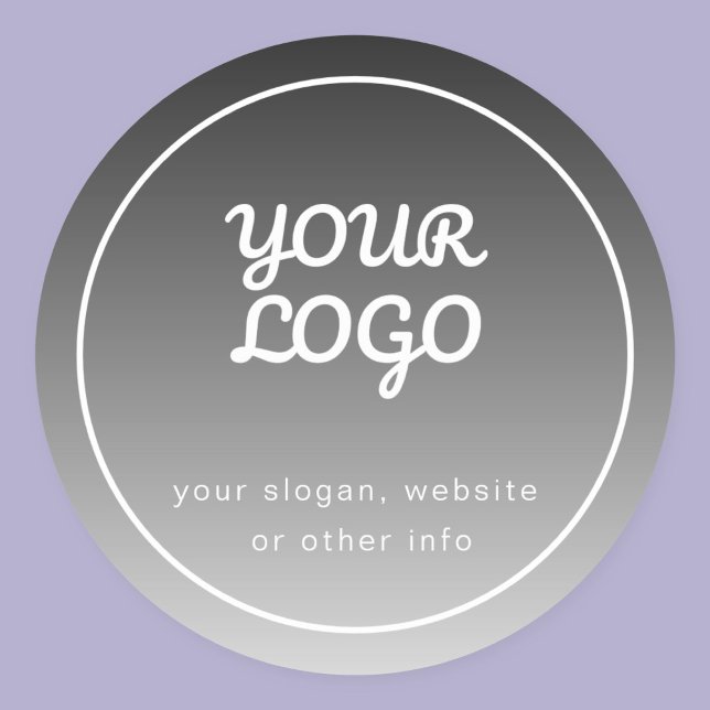 Sticker Rond Votre logo et texte | Dégradé gris foncé (Créateur téléchargé)