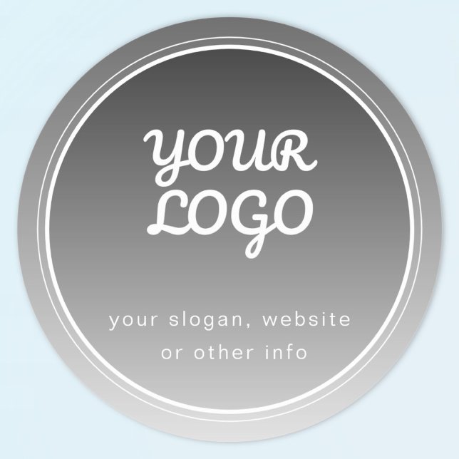 Sticker Rond Votre logo et texte modifiable | Dégradé gris fonc (Créateur téléchargé)