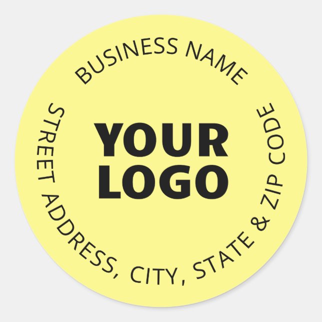 Sticker Rond Votre logo et texte modifiable | Jaune clair  (Devant)