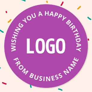 Sticker Rond Votre logo et texte personnalisé   Joyeux annivers