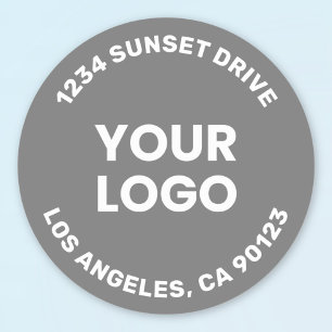Sticker Rond Votre logo Fond gris et texte blanc