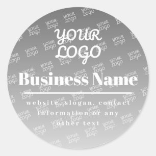 Sticker Rond Votre logo ici en motif mosaïque gris et blanc